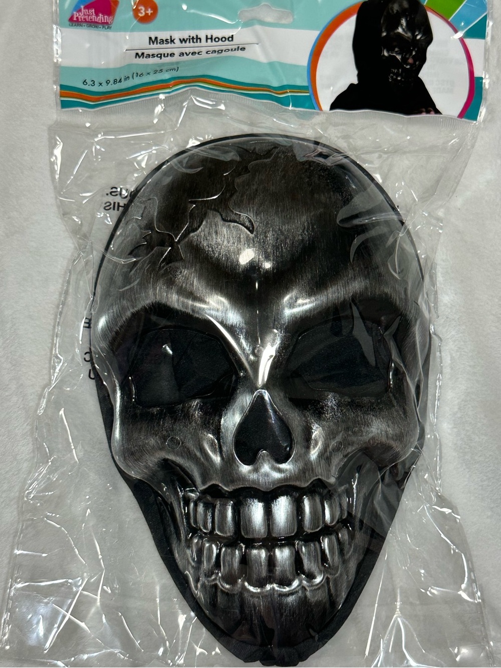Metallic Skull Mask with Hood Halloween Spooky Costume ⚡️ FAST SHIPPING